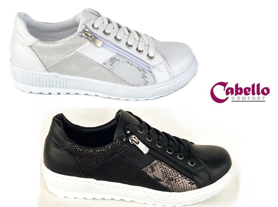 Cabello EG80XW Wide Sneakers Leather Lace Up Zip On Shoes Cabello Shoes EG80XW