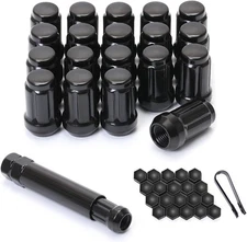 M12x1.5 Lug Nuts M12-1.50 Lug Nuts Black Spline Lug Nuts 12x1.5 1.38" Long Set o