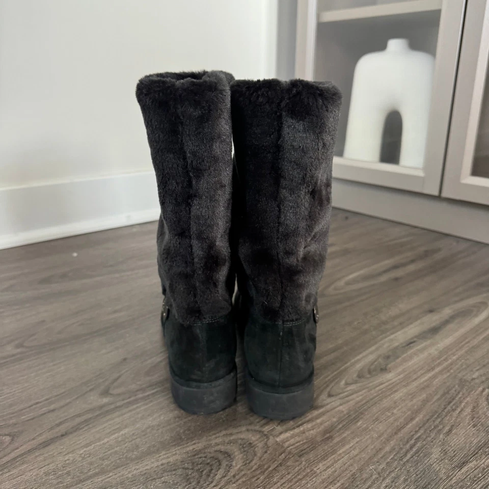 Botas de gamuza Stuart Weitzman negras Furever de piel sintética 8 botines de media pantorrilla Foto 4 de 4