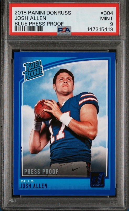 Panini 2018 Donruss Josh Allen Rated Rookie #304 Press Proof Blue PSA 9