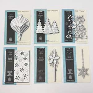Memory Box Dies LOT of 6 Christmas Winter Snowflake Border Poinsettia Ornament