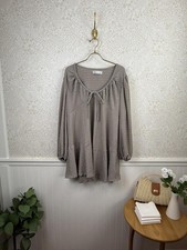 Free People Beach Gray Oversized Textured Mini Dress - Size - Medium
