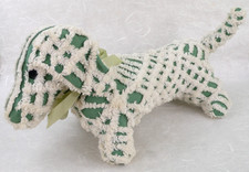 NEW HANDMADE COTTON CHENILLE DACHSHUND GREEN/WHITE 18"L x 9"H x 8.75"W