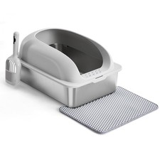 Stainless Steel Enclosed Cat Litter Box with Secure Lid