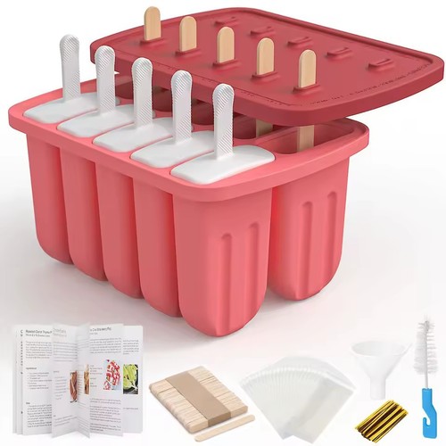 Summer DIY Ice Cream Tools with Wooden Sticks Silicone Popsicle Molds Kitchen - Picture 16 of 18