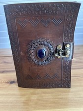 Leather Diaries Handmade Journal with C Type Lock with blue stone