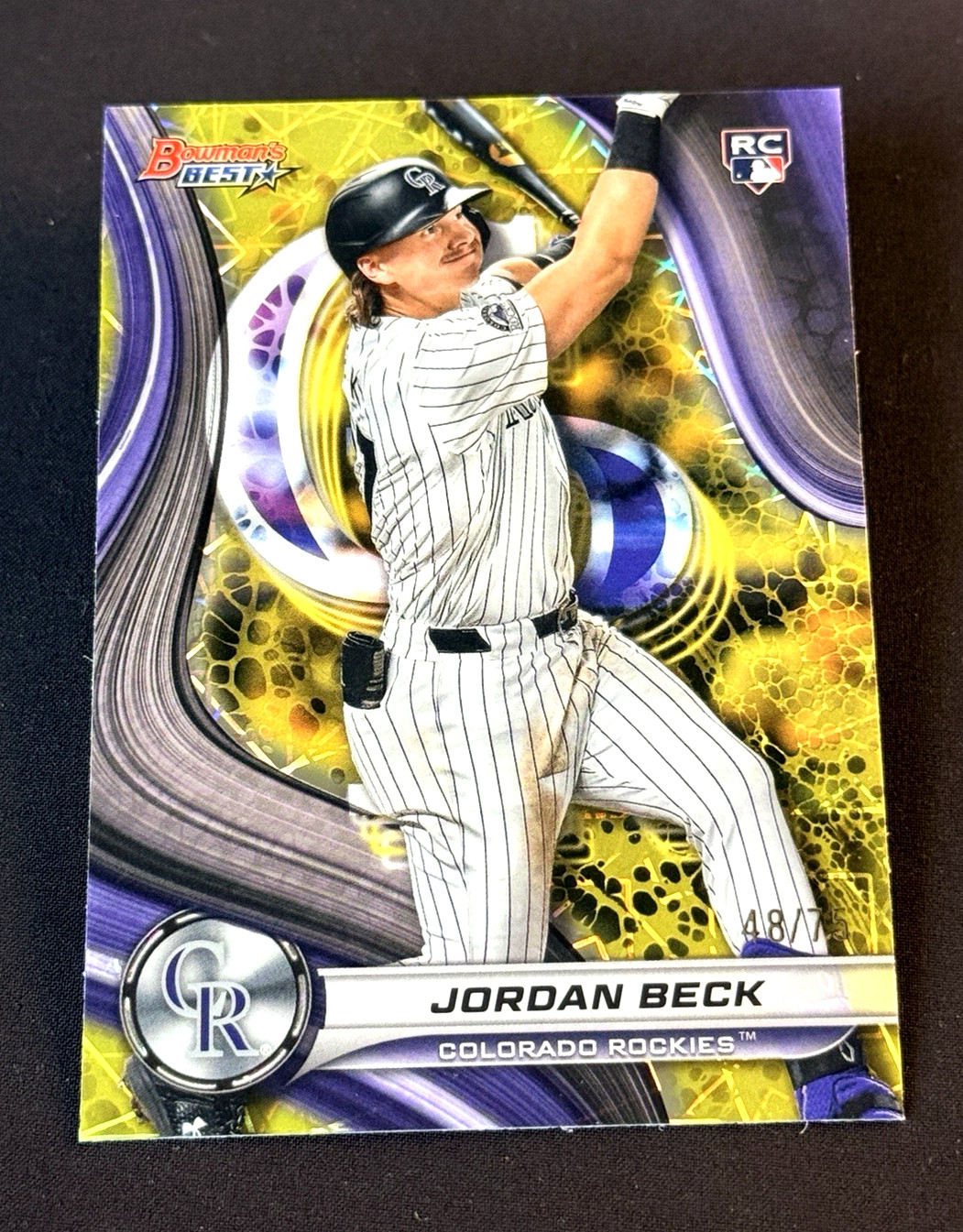 2024 Bowmans Best Rockies Jordan Beck #26 Yellow 48/75 (RC)