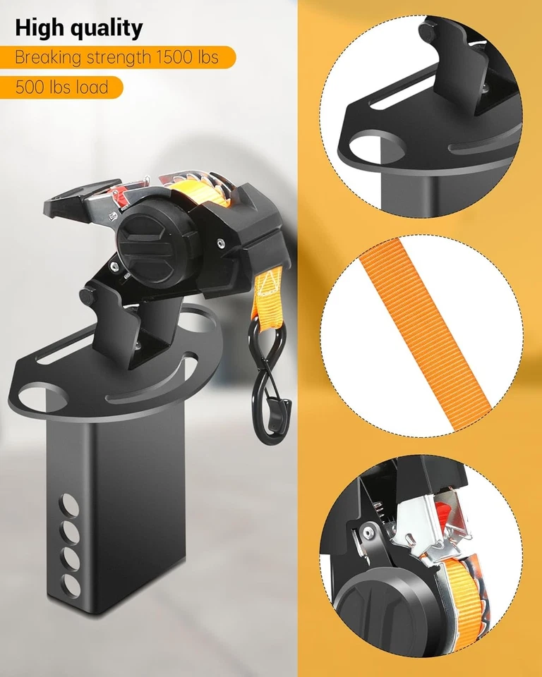 Correas de trinquete retráctiles de doble pivote para cama de remolque, rotación multiángulo (4P) Foto 2 de 4