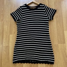 Gap Open Knit Crochet Sweater Dress Sz L Petite Black White Summer Cover Up