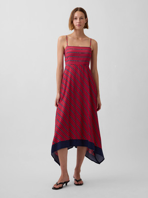 Gap-Stripe Handkerchief Midi Dress