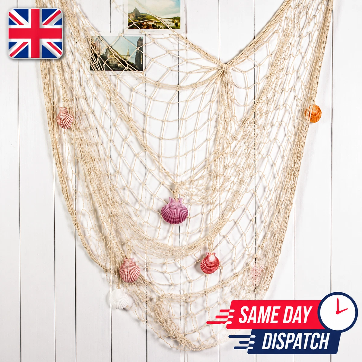 decorative fishing net with shells uk Sea Shells, 1M*2M Nautical Fish Net Decoration Mediterranean Style Hanging Photo Netting Wall Hanging Decor for Party Home Home & Kitchen FISHING NET KEEP BASKET WITH