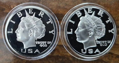 2 x 2003 Silver 1 oz NORFED Liberty $10 Proof-Like - Variant 7 Short & Long Hair
