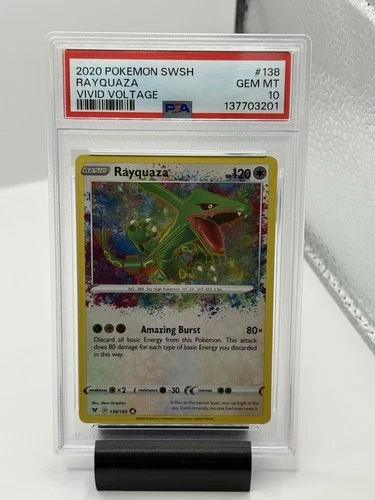 2020 Pokemon Rayquaza Amazing Rare SWSH Vivid Voltage 138/185 PSA 10 GEM MINT