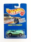 ∞ VTG Mattel Hot Wheels Chevrolet CORVETTE STINGRAY Gleam Team Blue Card 192 90s