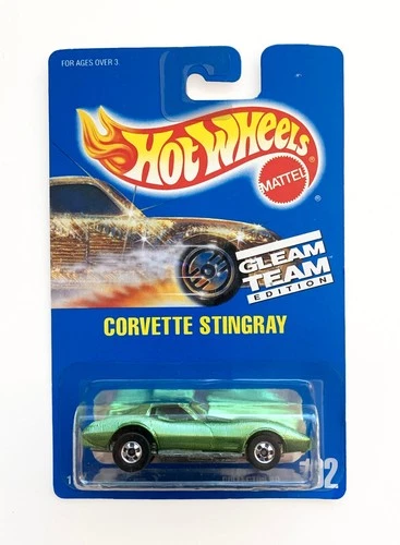 ∞ VTG Mattel Hot Wheels Chevrolet CORVETTE STINGRAY Gleam Team Blue Card 192 90s
