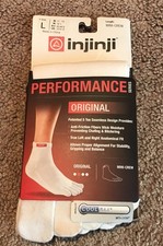 INJINJI Toe Socks Mini-Crew Large M 11-13  W 12  White Performance Coolmax