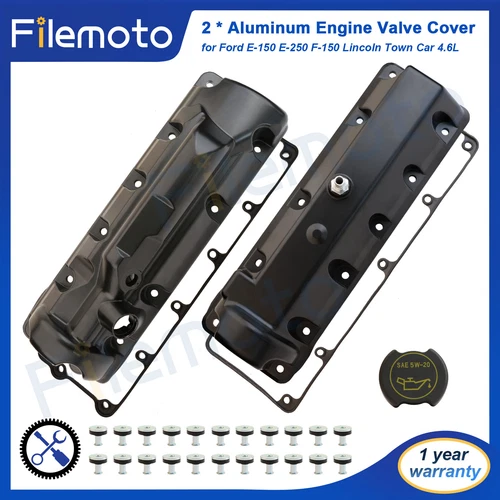 2 * Aluminum Engine Valve Cover for Ford E-150 E-250 F-150 Lincoln Town Car 4.6L