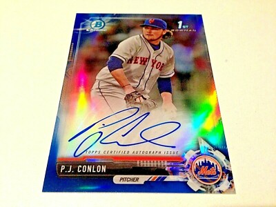 P.J. Conlon 2017 Bowman Chrome 1st Bowman Blue Refractor Rookie Autograph #/150