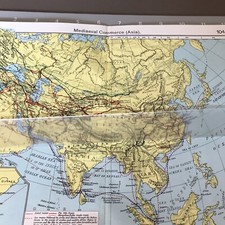 Mediaeval Commerce Asia 1950's  Color Map Folded Frameable Wall Art
