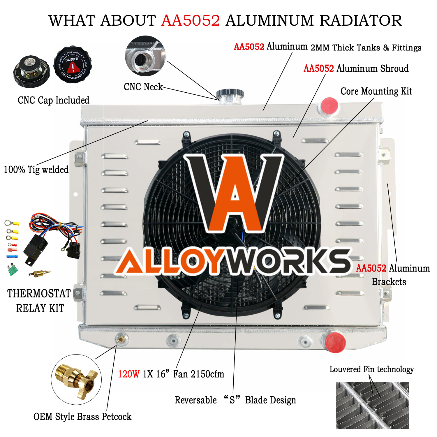 3 Row Radiator Shroud Fan fit 1973-75 Dodge Charger Chrysler Newport Plymouth