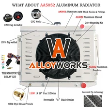 3 Row Radiator Shroud Fan For 73-78 76 Dodge Mopar Plymouth Chrysler 7.2 440 V8