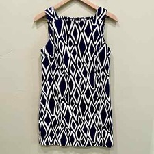 Diane Von Furstenberg DVF Navy Blue Printed Mini Dress - Size: 4