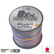 ASSO 8X FILO TRECCIATO X SILURO 80 LB MULTICOLOR 600 MT 0,40MM 8CAPI BRAID JAPAN
