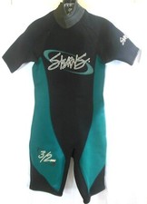 Stearns Wetsuit S Black Teal Spring Shorty 3/2mm Short Sleeves Legs Men s EUC