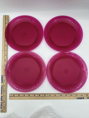 New Tupperware Beautiful Set of 4 Purple Color Round Open House Dessert Plates