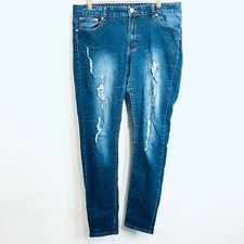 T Y Fashion Skinny Jeans Size 15/16 Blue Denim Distressed Stretch Cotton