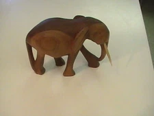 Beautiful Elephant Solid Wood Carving Figurine   Hand Carved 5"x7"