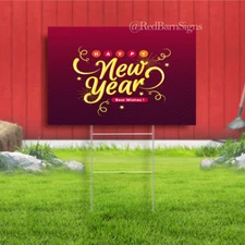 Happy New Year best wishes yard sign