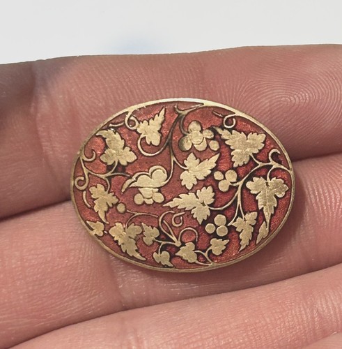 VTG Art Nouveau FRENCH CHAMPLEVE Cloisonne Panel BRACELET & BROOCH - Picture 9 of 11
