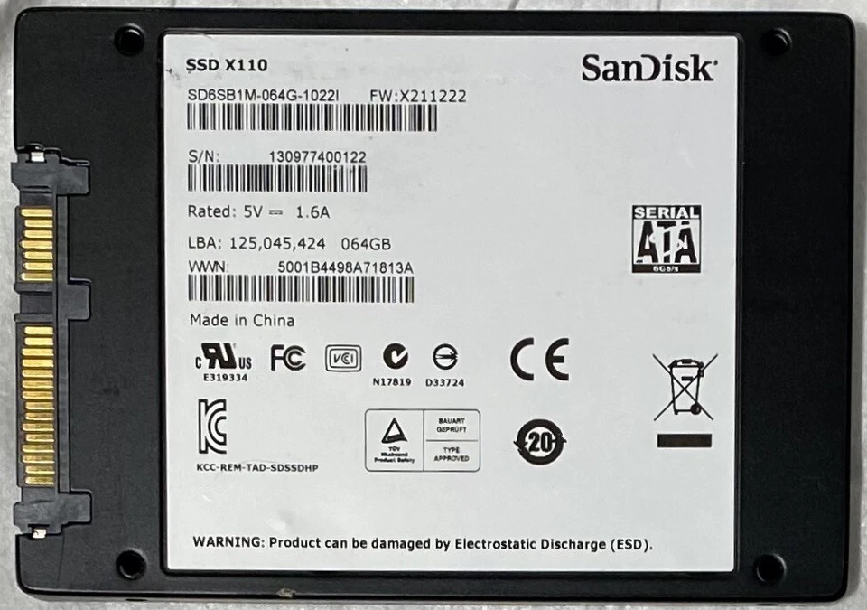 SanDisk X110 64GB Internal 2.5" (SD6SB1M-064G-1022I) SSD - Image 2 of 2