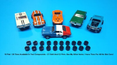 #ad .337 .348 Aurora Tuff Ones Slot Car Silicone Racing Tires BLK 10 Pair Soft C1 $16.50