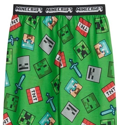 MINECRAFT Pajamas Boys 4/5 NEW Minecraft Lounge Pants Pjs NWT Creeper Steve - Picture 4 of 6