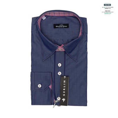 Luxus Gerlin Hemd Baumwolle Denim Punkt Kragen 16 - 41 4Z Bijan