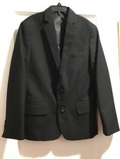 Calvin Klein Boys single breasted 2 Button Black Pin Striped Sportcoat Sz 10