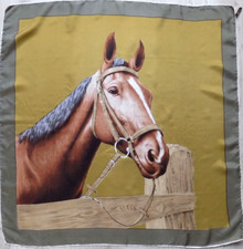 Beautiful Unbranded Vintage Scarf 100 Silk HandRolled Horse