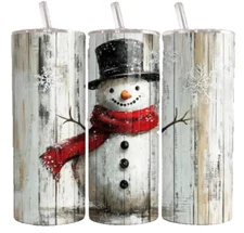 Vintage Rustic Snowman Christmas Winter  20oz Tumbler Insulated Travel Mug Cup