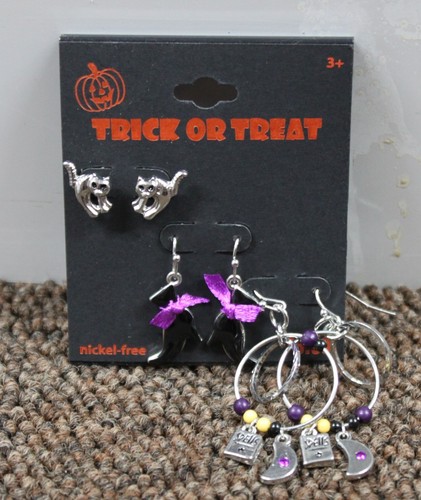 9 Paire Halloween Boucles Cadeau Chat Chauve-Souris Fantômes Spiders sans Nickel - Photo 10 sur 11