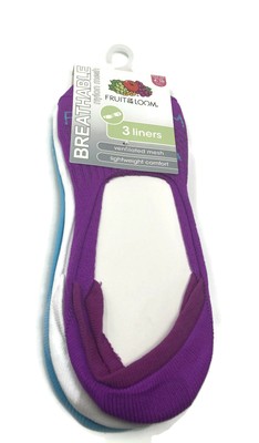 Fruit Of The Loom Womens Breathable 3 Pack Liner Socks | eBay