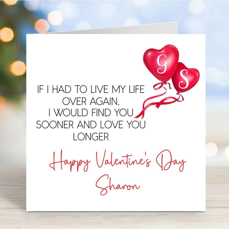 Personalised Happy Valentines Day Card Husband Wife Boyfriend Girlfriend  Balloon