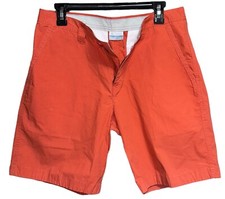 Columbia Mens Shorts Adult Size 32 Orange Pockets 10" Inseam Fishing Casual