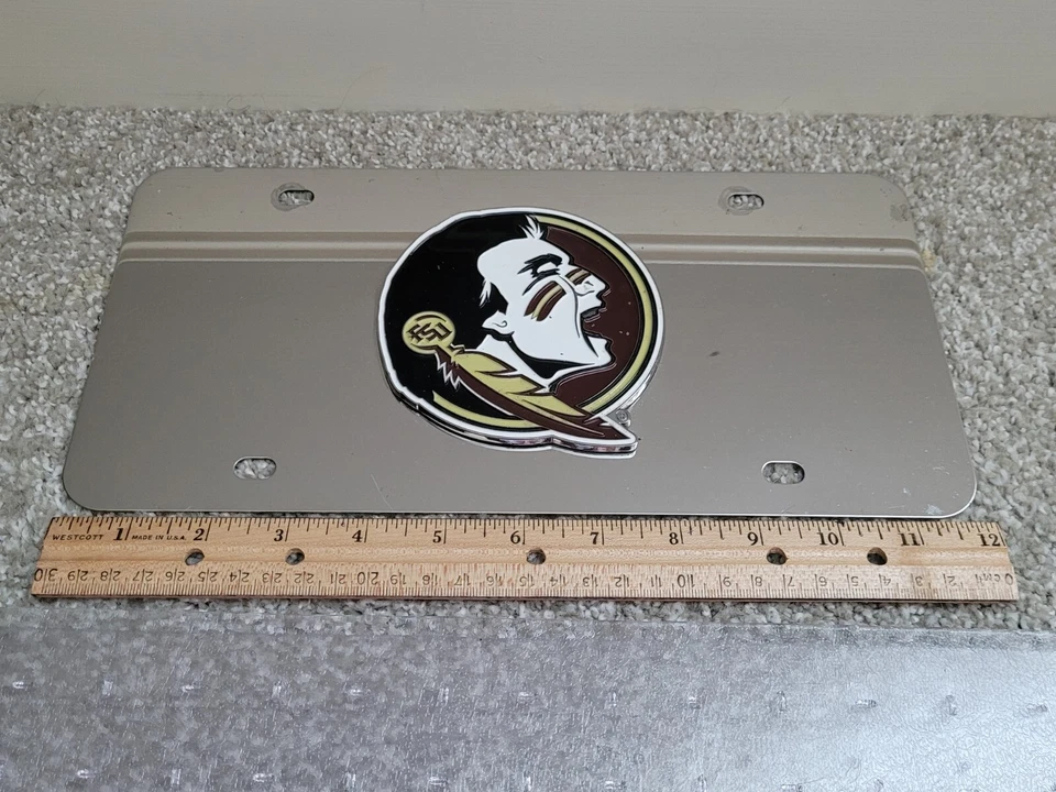 Florida State University Seminoles FSU Mirrored Heavy Enamel License Plate GUC - Image 3 of 4