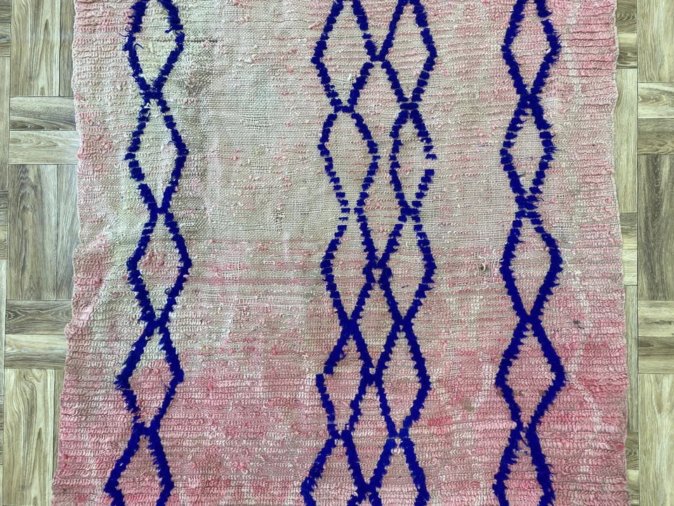 Vintage Runner Rug,Moroccan Tribal Area,Handmade Tribal Area,Berber Rug,4x5 ft - Image 3 of 4