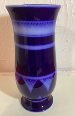 Antique Arabia of Finland Vase Cobalt Blue 7.75''H RARE Turn of the Century