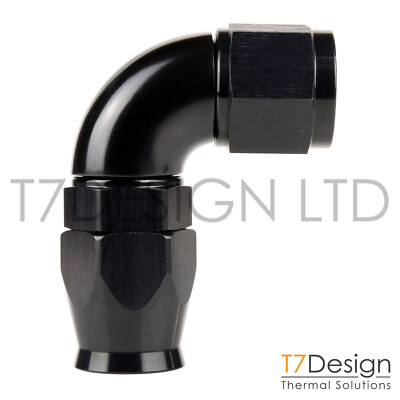 AN12 90 Grad PTFE Full Flow Geflechtschlauchverschraubung -12 AN12 JIC schwarz