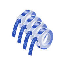 4PK White on Blue for Dymo 520106 Label 3D Plastic Embossing Tapes 3/8"