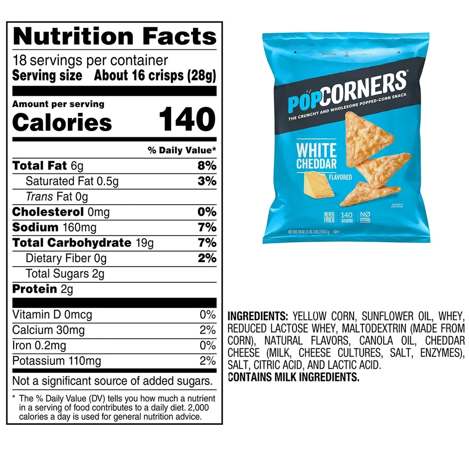 Popcorners White Cheddar Popped-Corn Snack, 18 oz. - Image 2 of 3